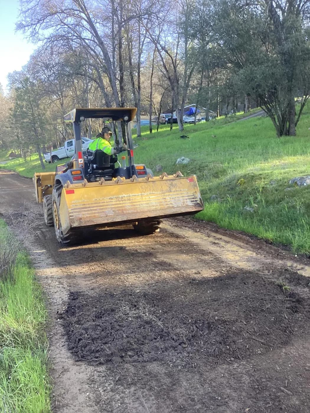 Ride-on roller we used to compact a resurfaced gravel driveway