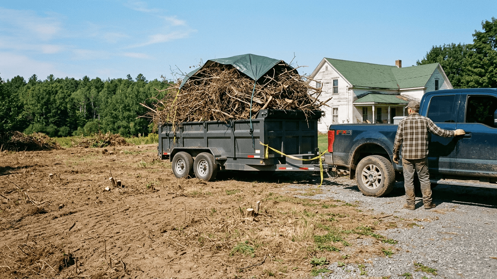 A roof covered in pine needles with gutters visibly packed full, before any clearing