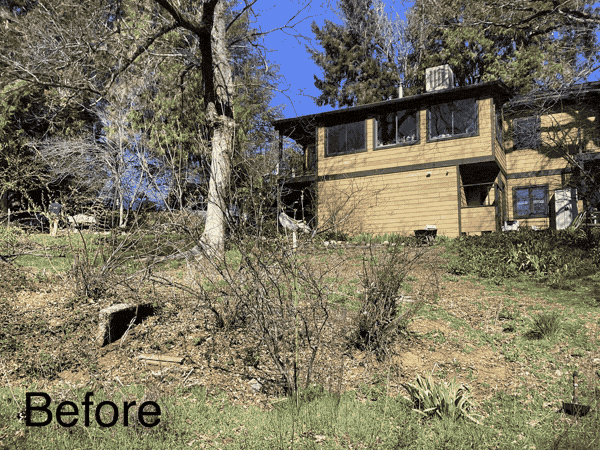 Bare slope before and after a block retaining wall went in