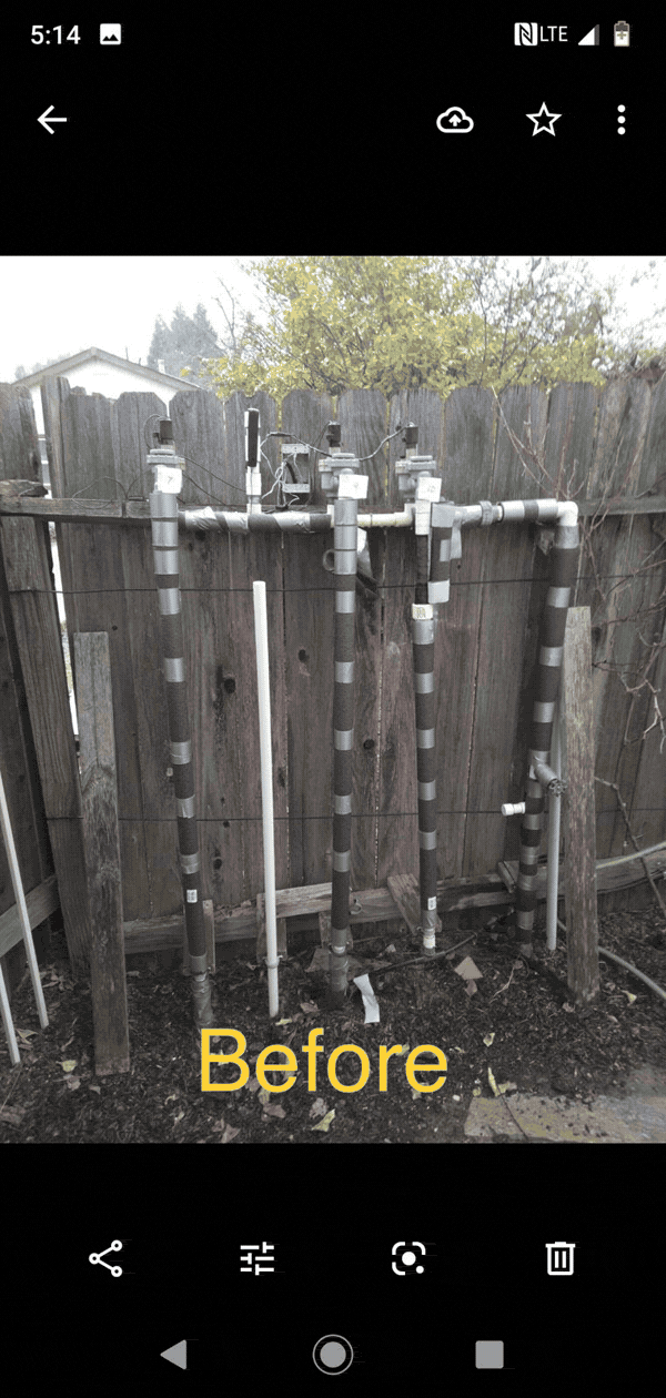 Irrigation valve manifold before and after being rebuilt